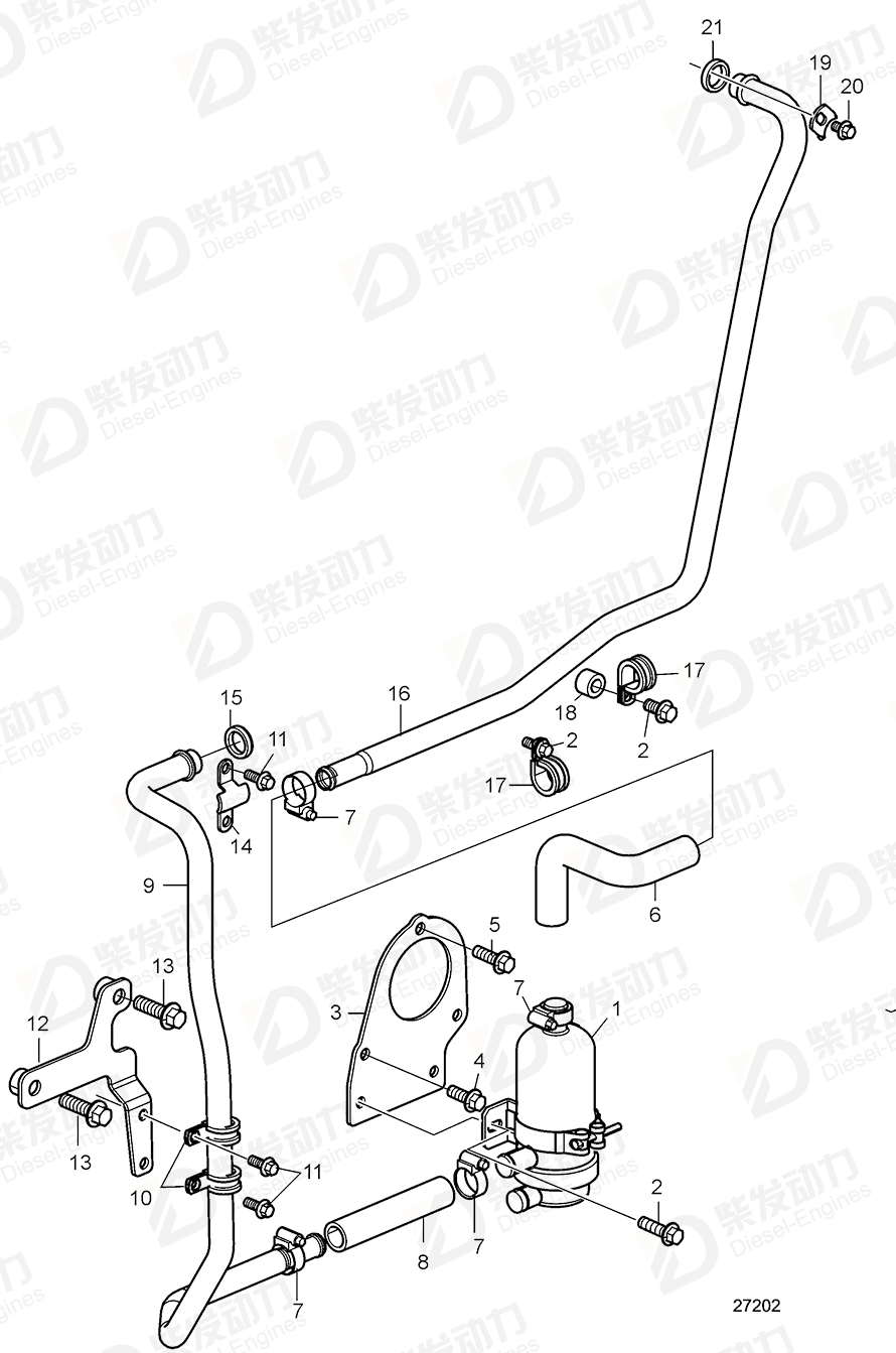 VOLVO Water pipe 21732516 Drawing